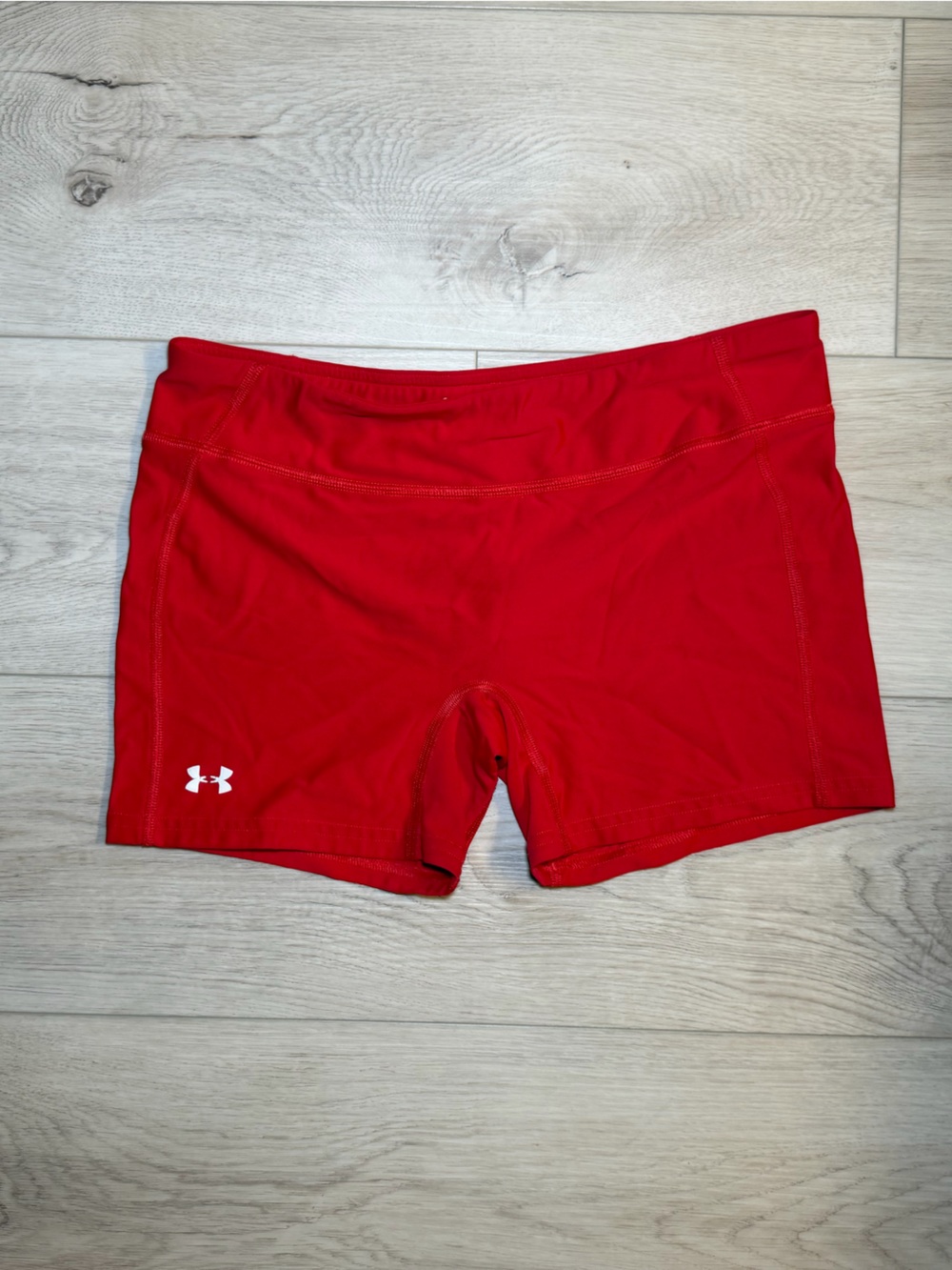 Under Armour Red Sport Shorts with White Logo